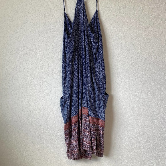 Patagonia Midi Sundress Women's Size XL Blue Patterned Tank Adjustable Straps - Picture 2 of 10